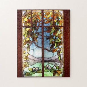 Art nouveau Waterlily Flowers Stached Glass Puzzle Pussel