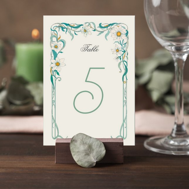 Art Nouveau Wedding Table Number Card Bordsnummer (Skapare uppladdad)
