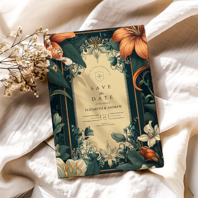 Art Nouveau Whimsical Blommig Bröllop Spara Datumet (Skapare uppladdad)