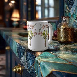 Art Nouveau Whimsical Blommor Kaffemugg