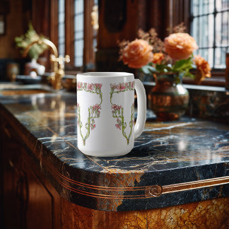 Art Nouveau Whimsical Blommor Kaffemugg