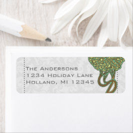 Art nouveau Whimsical Träd Returetiketter Returadress Etikett