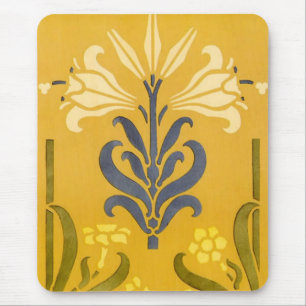 Art nouveau White Lily - Mousepad Musmatta