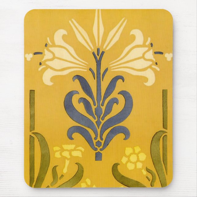 Art nouveau White Lily - Mousepad Musmatta (Framsidan)