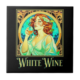 Art nouveau White Vin Kakelplatta
