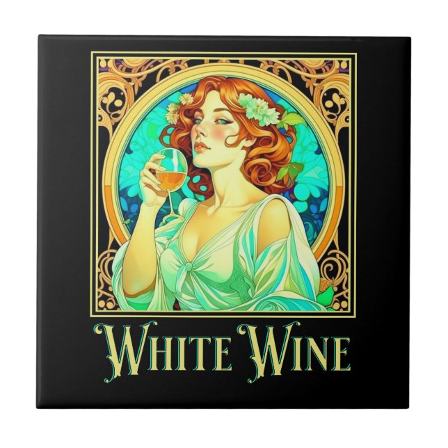 Art nouveau White Vin Kakelplatta (Framsidan)