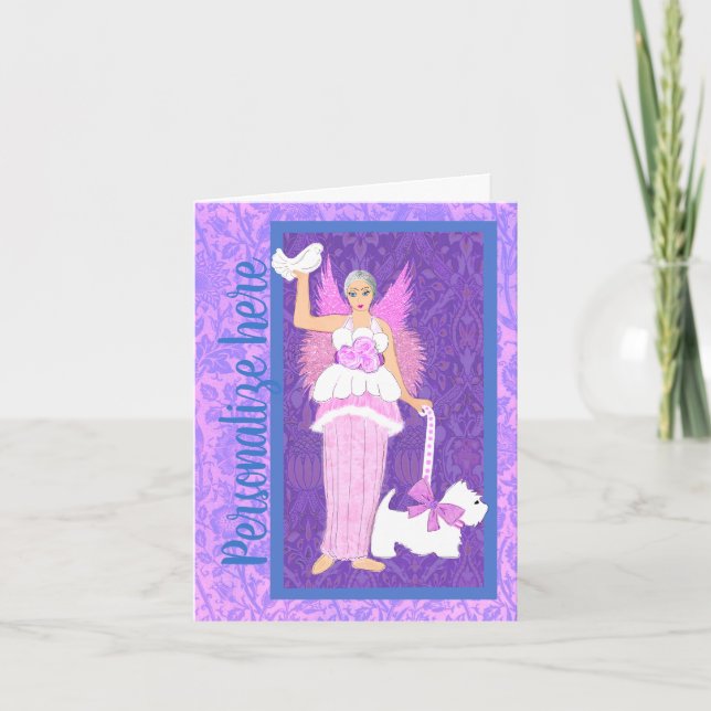 Art nouveau White Westie Hund Helgdag Card Tack Kort (Framsida)