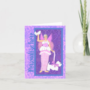 Art nouveau White Westie Hund Helgdag Card Tack Kort