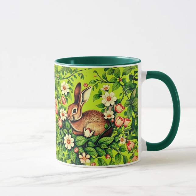 Art Nouveau Wild Rabbit and Flowers Mugg (Höger)