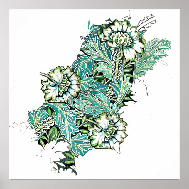 Art nouveau william morris anenome blommigt poster (Framsidan)