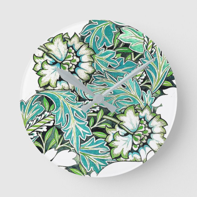 Art nouveau william morris blommigt illustration rund klocka (Framsida)