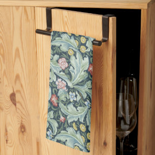 Art nouveau William Morris Leicester Flowers Folia Kökshandduk