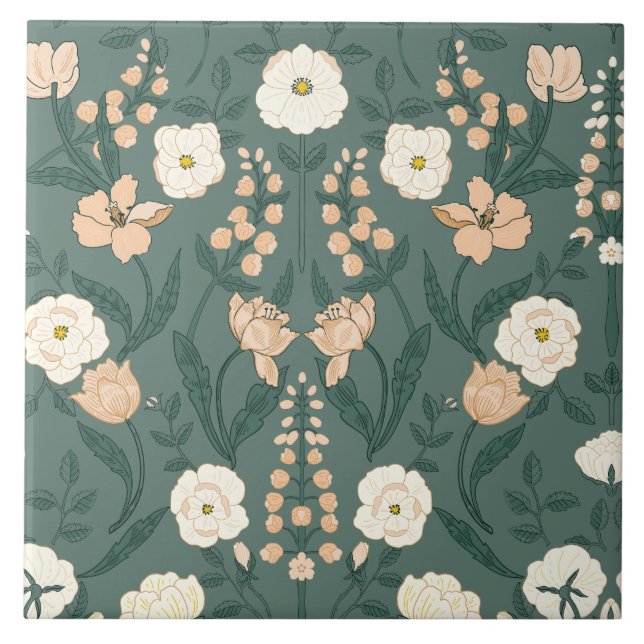 Art Nouveau William-Morris-mönster Kakelplatta (Framsidan)