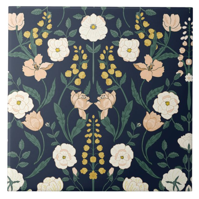 Art Nouveau William-Morris-mönster Kakelplatta (Framsidan)