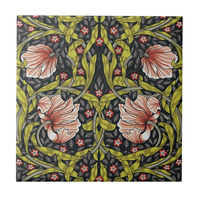 Art nouveau,William Morris pimpernel blommigt desi Kakelplatta (Framsidan)
