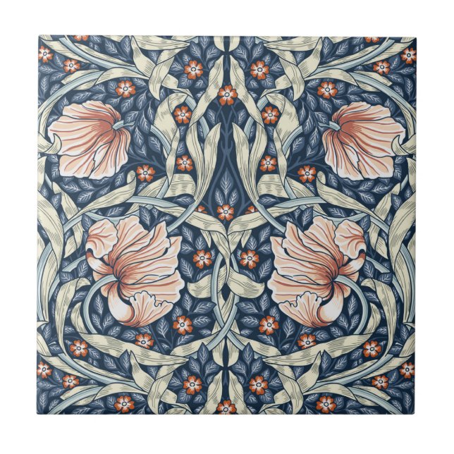 Art nouveau,William Morris pimpernel blommigt desi Kakelplatta (Framsidan)
