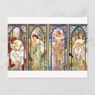 art nouveau Windows Vykort