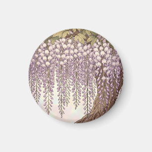 Art Nouveau Wisteria Blommig Guldram Magnet