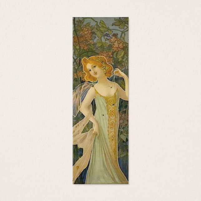 Art nouveau Woman Bookmark Litet Visitkort (Framsidan)
