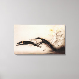 Art nouveau Woman Greyhounds Louis Icart Canvastryck
