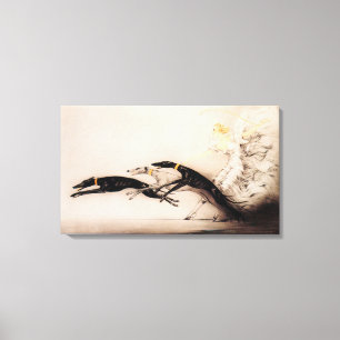Art nouveau Woman Greyhounds Louis Icart Canvastryck