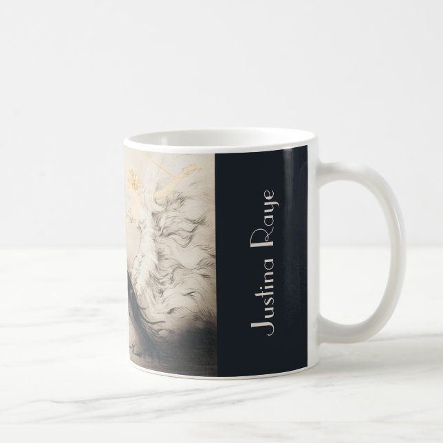 Art nouveau Woman Greyhounds Louis Icart Namn Kaffemugg (Höger)
