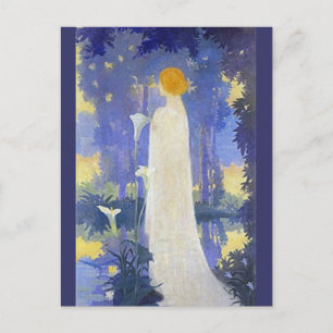 Art nouveau Woman med Calla Lilies Vykort