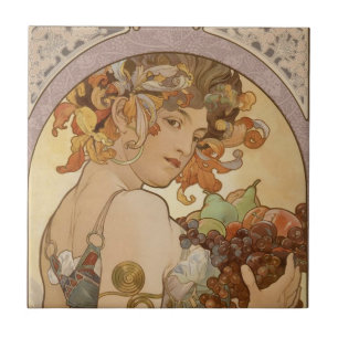 Art nouveau Woman Mucha BeSnyval Kakelplatta