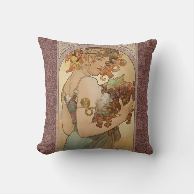 Art nouveau Woman Mucha BeSnyval Kudde (Framsida)