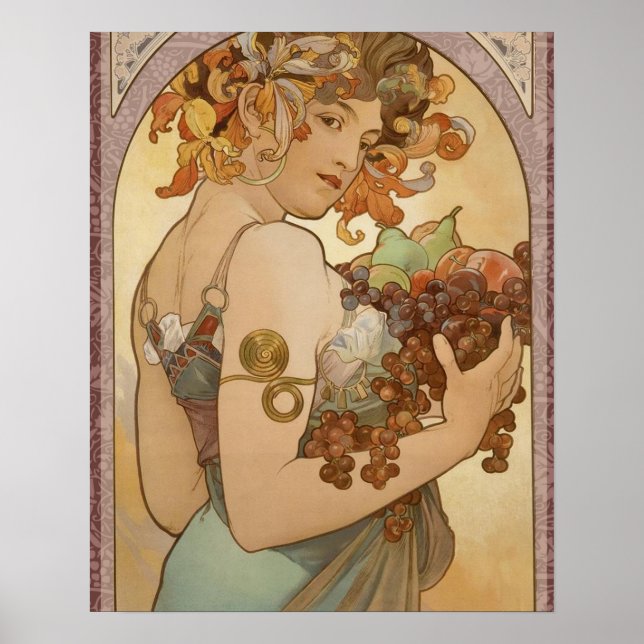 Art nouveau Woman Mucha BeSnyval Poster (Framsidan)