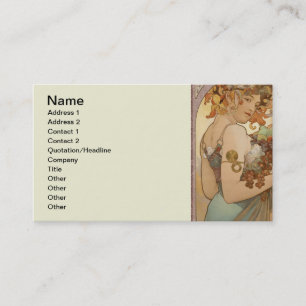 Art nouveau Woman Mucha BeSnyval Visitkort