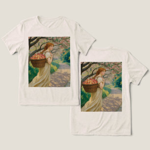 Art nouveau Woman Peacher Oatmjöl T Shirt