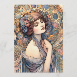 Art Nouveau Woman Portrait Scrapbook Paper Inbjudningar
