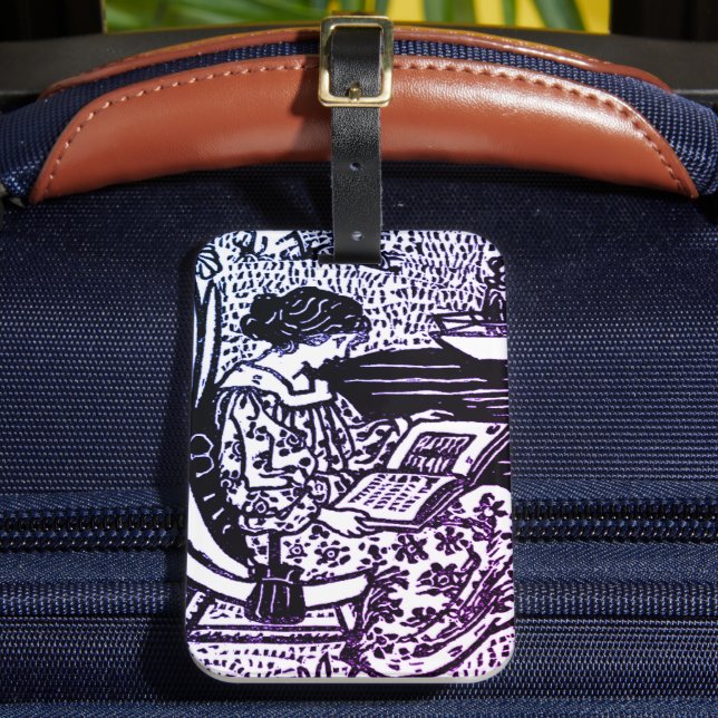 Art nouveau Woman Reading Bagagebricka (Framsida Insitu 2)