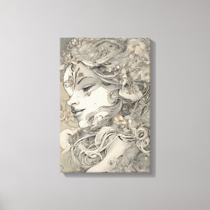 Art nouveau Woman Vintage-Inspired Porträtt Canvastryck