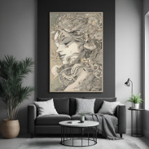 Art nouveau Woman Vintage-Inspired Porträtt