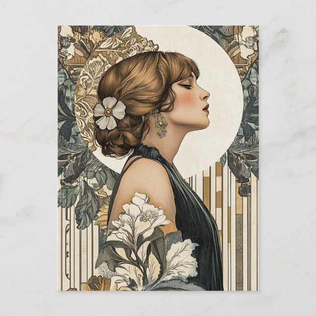 Art nouveau Woman Vykort (Framsida)