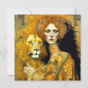 Art Nouveau Woman With Leon Inspired By Klimt Spara Datumet