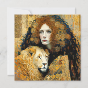 Art Nouveau Woman With Leon Inspired By Klimt Spara Datumet