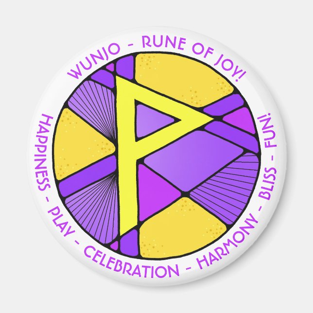 Art Nouveau Wunjo Rune Magnet - JOY! (Framsidan)