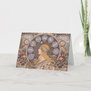 Art nouveau zodiac bkgrd Folkt tackkort