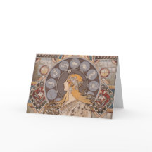 Art nouveau zodiac bkgrd Folkt tackkort