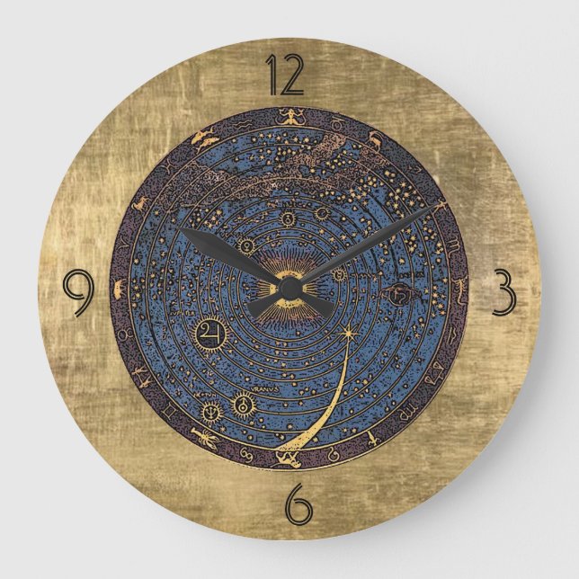Art nouveau Zodiac Clock Stor Klocka (Framsida)