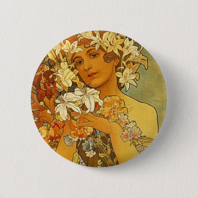 Art nouveauAlphonse Mucha blomma Knapp (Framsida)
