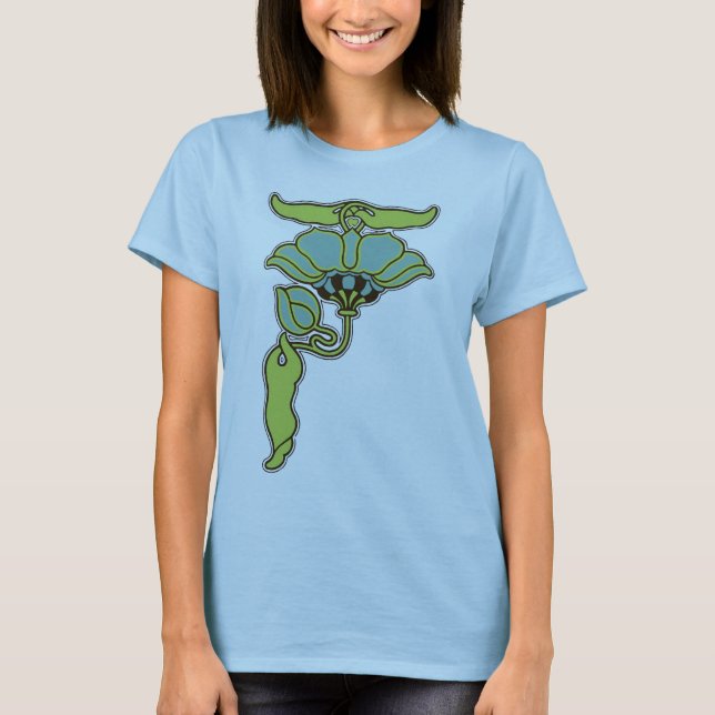 Art nouveaublomma t shirt (Framsida)