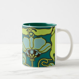 Art nouveaublomma Två-Tonad mugg