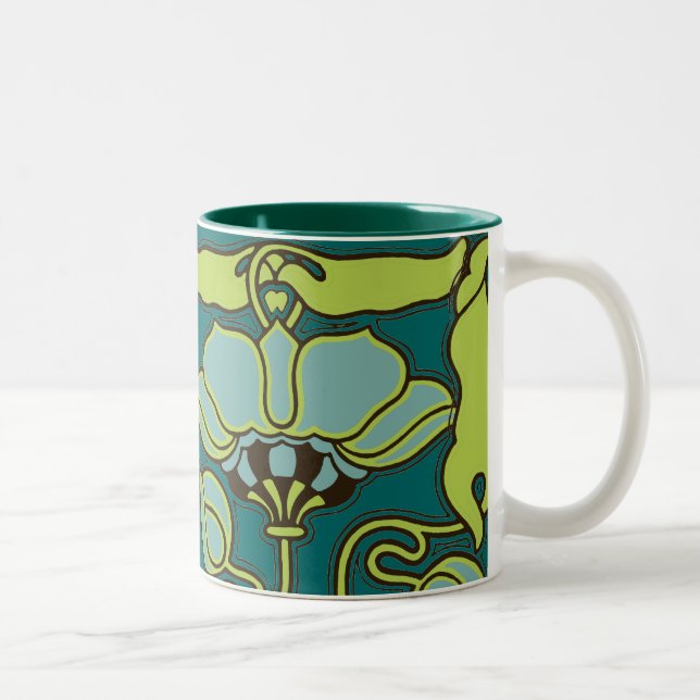 Art nouveaublomma Två-Tonad mugg (Höger)
