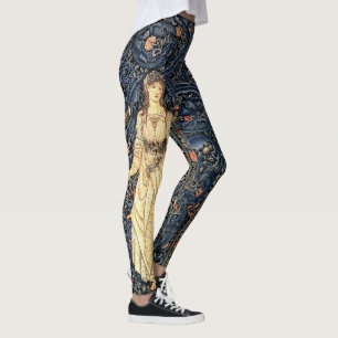 Art nouveaudamen blommar All över tryckdamasker Leggings