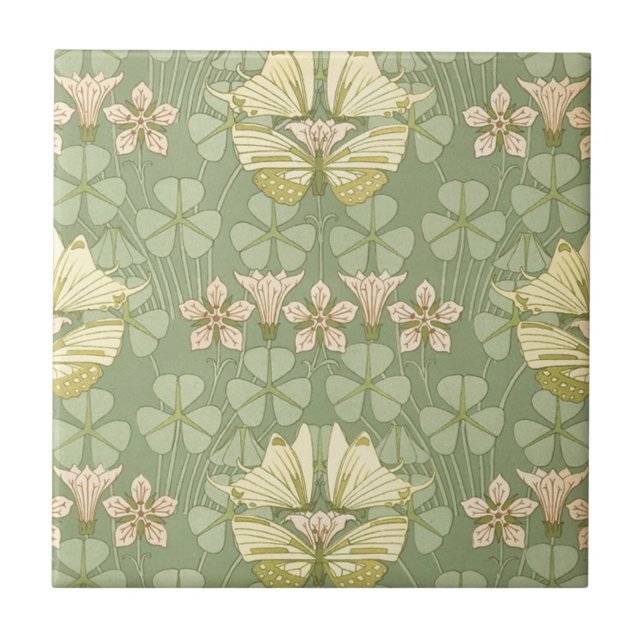 Art nouveaufjärilar kakelplatta (Framsidan)