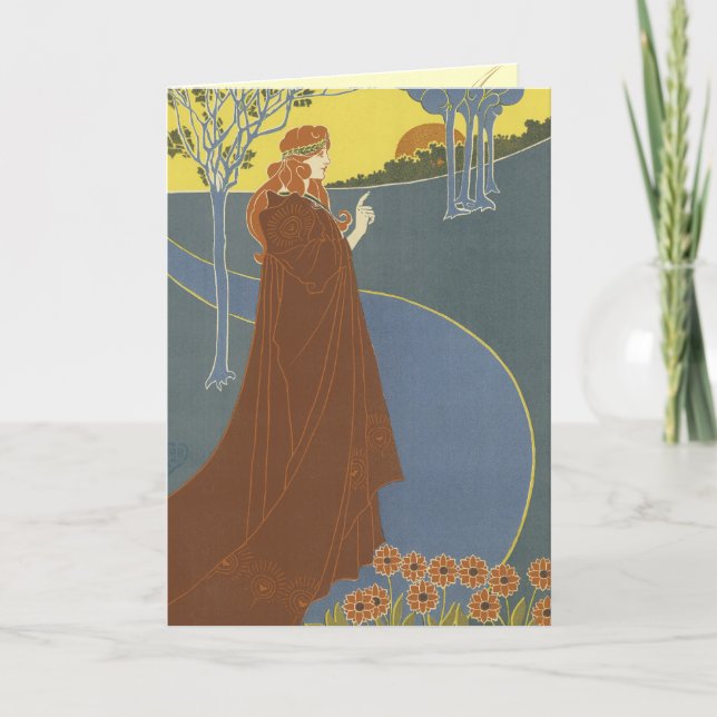 Art nouveauhälsningkort kort (Framsida)